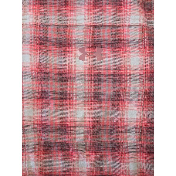 Under Armour Maroon Plaid Flannel Shirt XL Stretch Long Sleeve - Picture 7 of 8